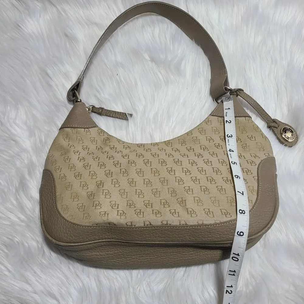 Vintage Dooney & Bourke Monogram Canvas Leather Hobo Shoulder Bag